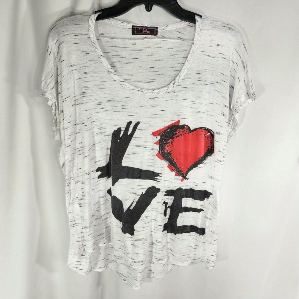 P. Inc White Tee with LOVE on the Front Size Large
